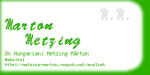 marton metzing business card